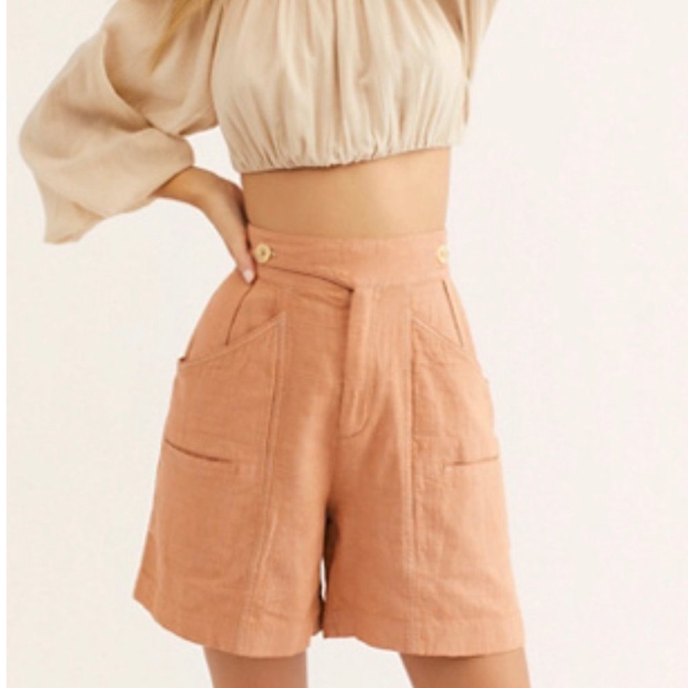 Free People High-Waisted Linen Shorts